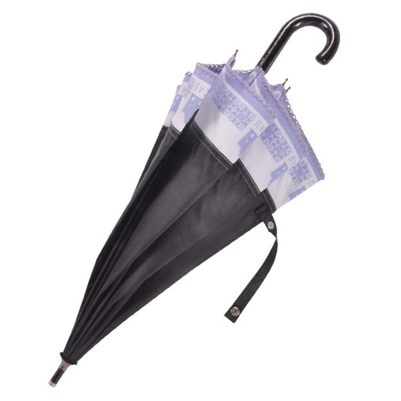 2 Składany, składany parasol podróżny z niestandardowym nadrukiem i zakrzywionym uchwytem