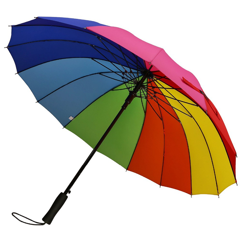 Hurtownia tęczowych gadżetów upominkowych tkanina pongee 16K prosty automatyczny parasol przeciwdeszczowy