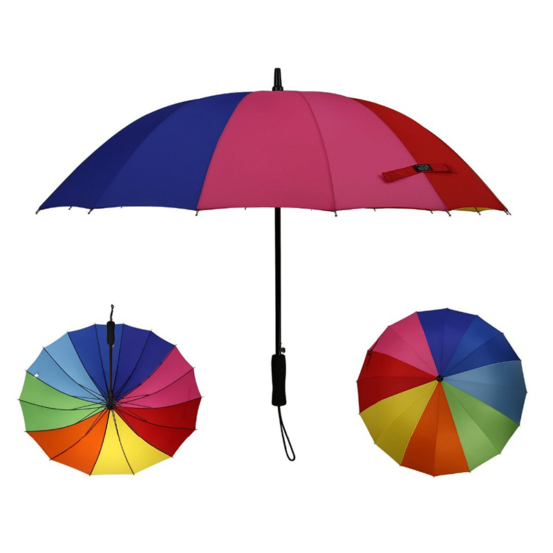Hurtownia tęczowych gadżetów upominkowych tkanina pongee 16K prosty automatyczny parasol przeciwdeszczowy