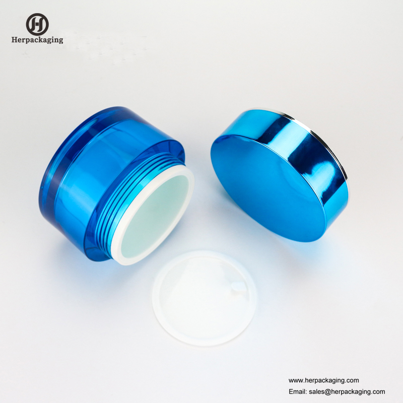 HXL212 Okrągły pusty błyszczący błyszczący niebieski słoik kosmetyczny Podwójny pojemnik do pielęgnacji skóry