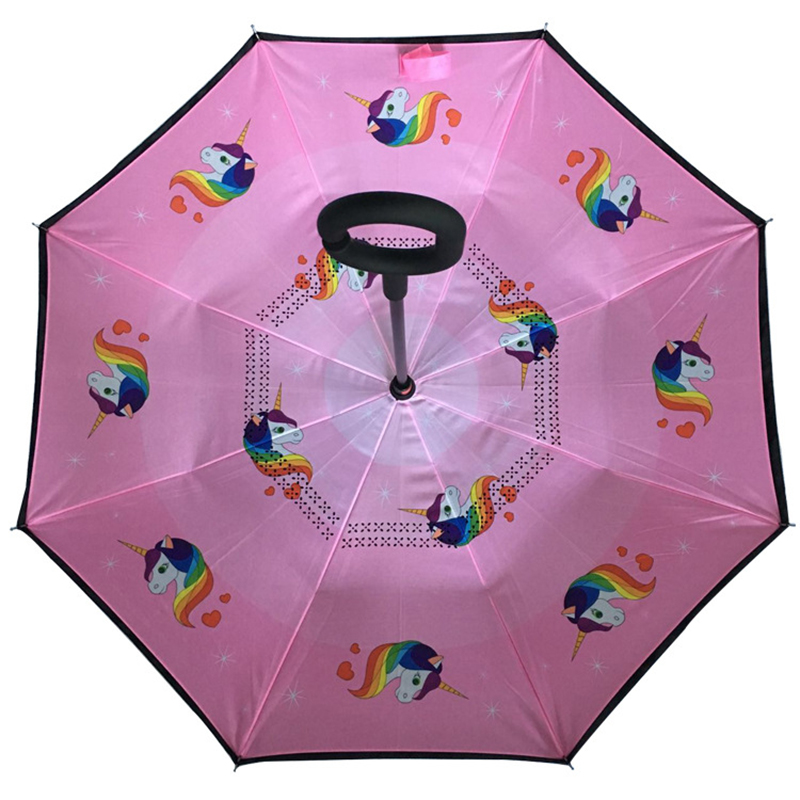 19-calowy odwrócony parasol dziecięcy z nadrukowanym wzorem motyla Prosty parasol odwrócony