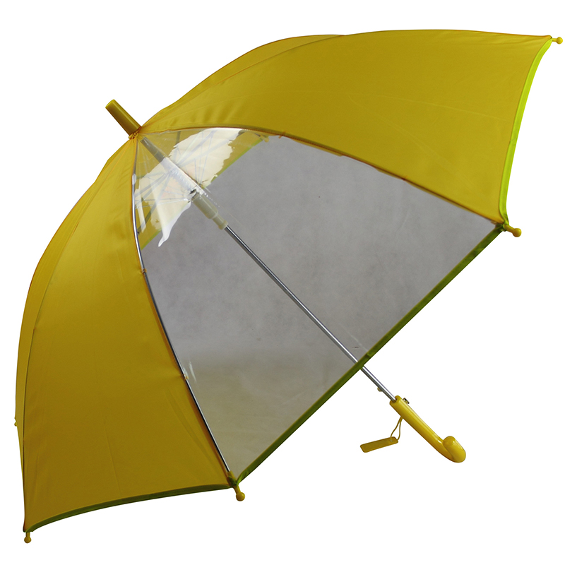 Dziecięcy niebieski parasol z tkaniny z panelem okiennym. Dziecięcy parasol przeciwdeszczowy