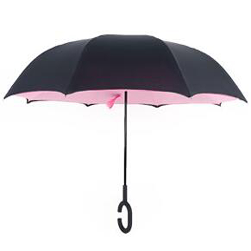 Parasol do góry nogami Odwrócony odwrócony parasol z wzorem na lewą stronę i uchwytem w kształcie litery „C”