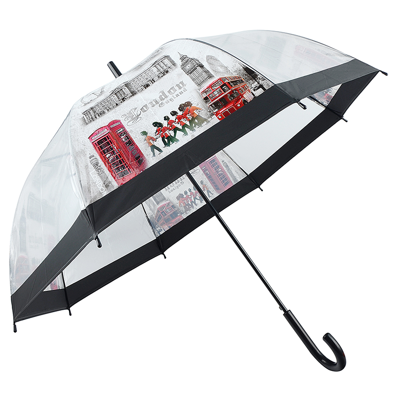 Prosty parasol POE z przezroczystym nadrukiem na zamówienie