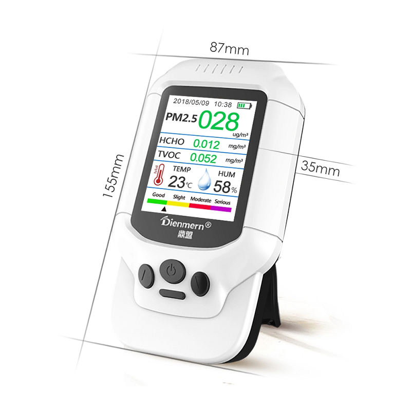 Monitor jakości powietrza Precyzyjne testowanie Detektor formaldehydu (HCHO) z TVOC / AQI / TEMP / HUM Monitor danych monitorowania Jakość powietrza PM2,5 / PM10