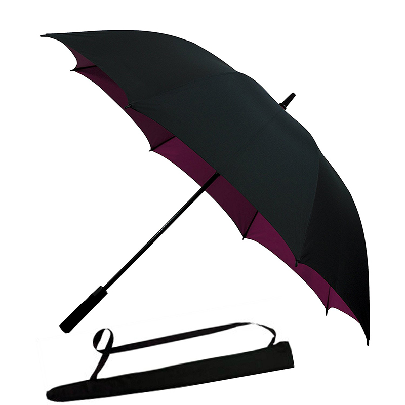 Promo wiatroodporna podwójna warstwa Automatycznie otwierany parasol golfowy z niestandardowym logo na rękawie