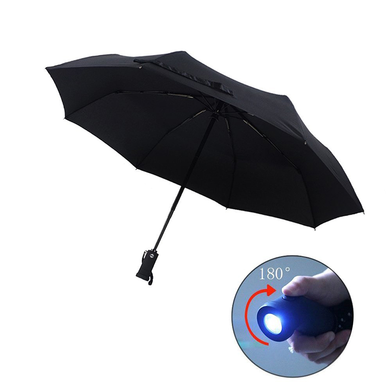 Hurtownia automatyczny uchwyt latarki 3 składany parasol ze światłem LED