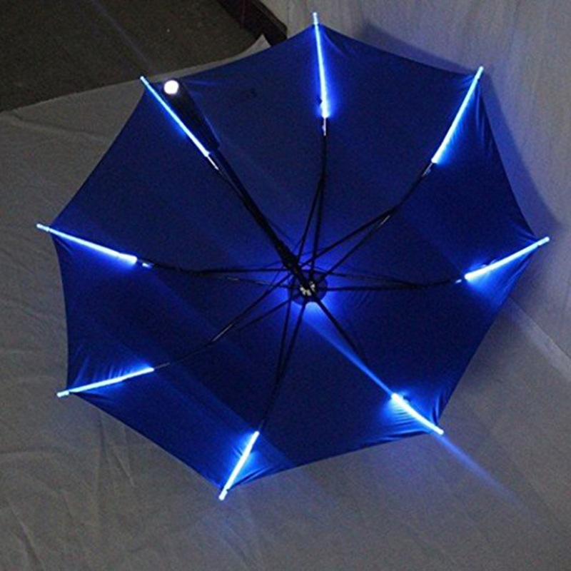 Parasol prosty Żebra LED i trzonek LED z plastikowym uchwytem Parasol latarki