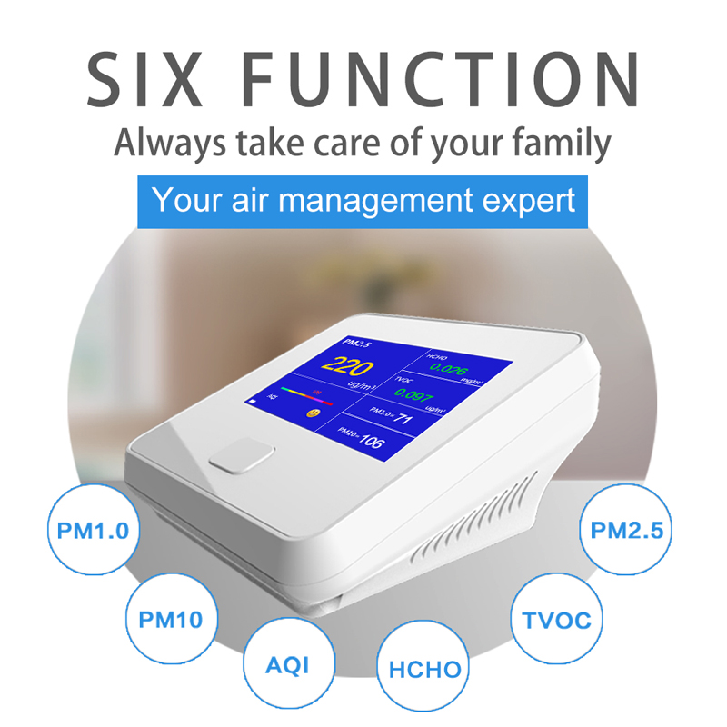 Monitor jakości powietrza Wewnętrzny Zewnętrzny cyfrowy analizator gazu PM2.5 TVOC HCHO AQI PM10 Analizator powietrza z akumulatorem
