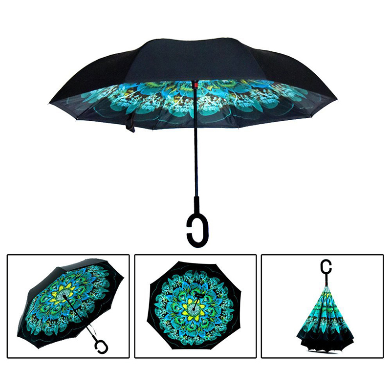 2019 nowy projekt podwójnych warstw w środku nadrukowany odwrócony prosty parasol