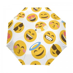 Wspaniałe tańsze niestandardowe drukowanie Emoji w pełni automatyczny parasol składany 3-krotnie