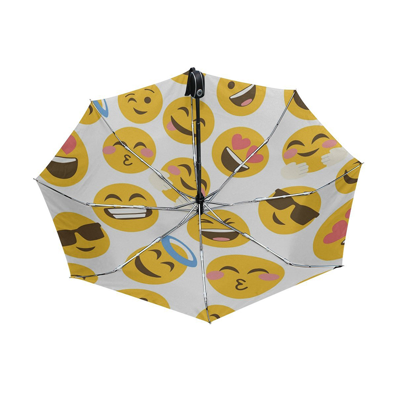 Wspaniałe tańsze niestandardowe drukowanie Emoji w pełni automatyczny parasol składany 3-krotnie