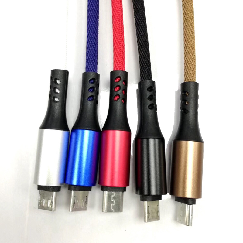 Okrągły pleciony kabel micro USB do USB 2.0 do szybkiego ładowania do micro USB, typu C, błyskawiczne ładowanie i synchronizacja iPhone'a