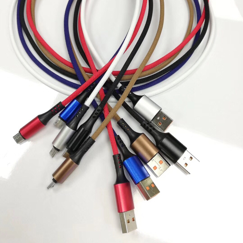Okrągły pleciony kabel micro USB do USB 2.0 do szybkiego ładowania do micro USB, typu C, błyskawiczne ładowanie i synchronizacja iPhone'a