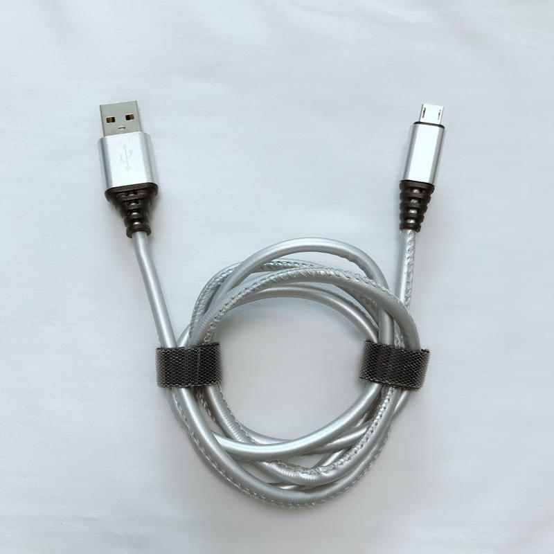 Okrągły kabel USB ze skóry PU do szybkiego ładowania micro USB, typu C, błyskawica iPhone do ładowania i synchronizacji