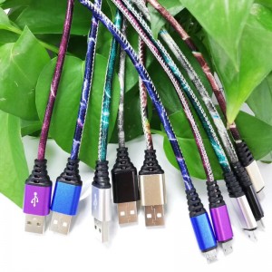 Błyszcząca skóra ekologiczna Szybko ładująca się okrągła aluminiowa obudowa Kabel USB do micro USB, typu C, błyskawiczne ładowanie i synchronizacja iPhone'a