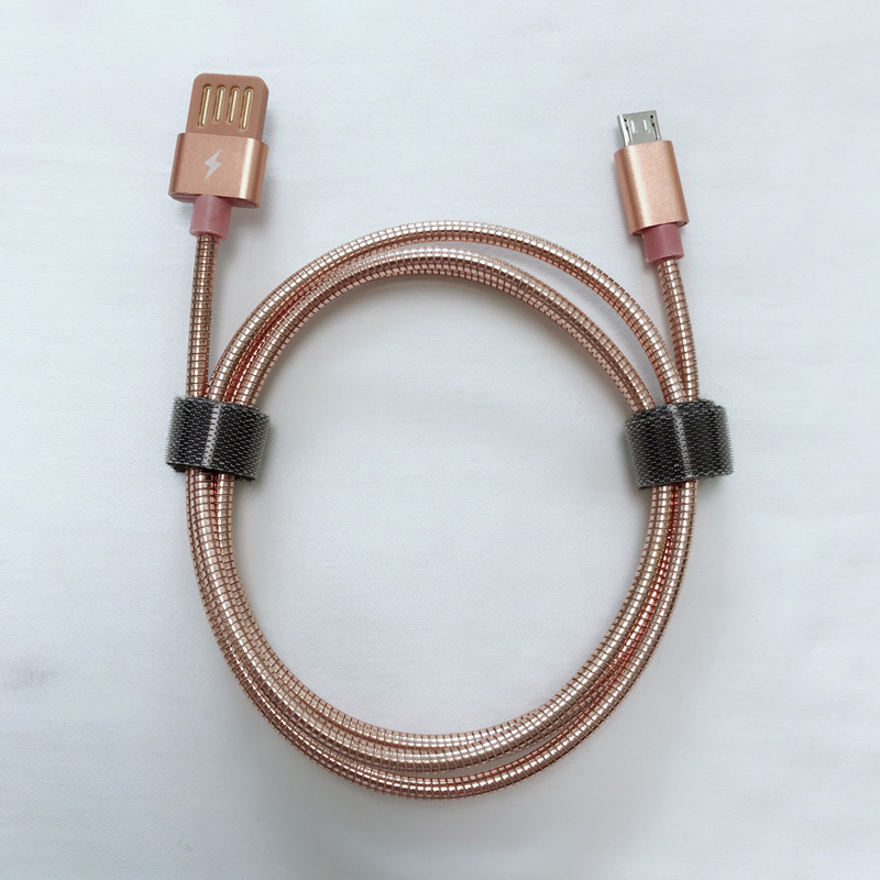 Podwójny kabel USB 2.0 z metalową rurką Ładowanie Okrągła aluminiowa obudowa Kabel do transmisji danych Micro na USB 2.0