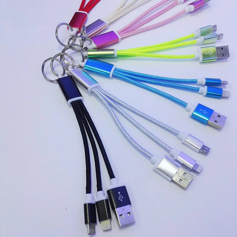 z oplotem 2 w 1 Kabel pleciony Okrągła aluminiowa obudowa do ładowania Kabel USB 2.0 Micro to Lightning micro USB