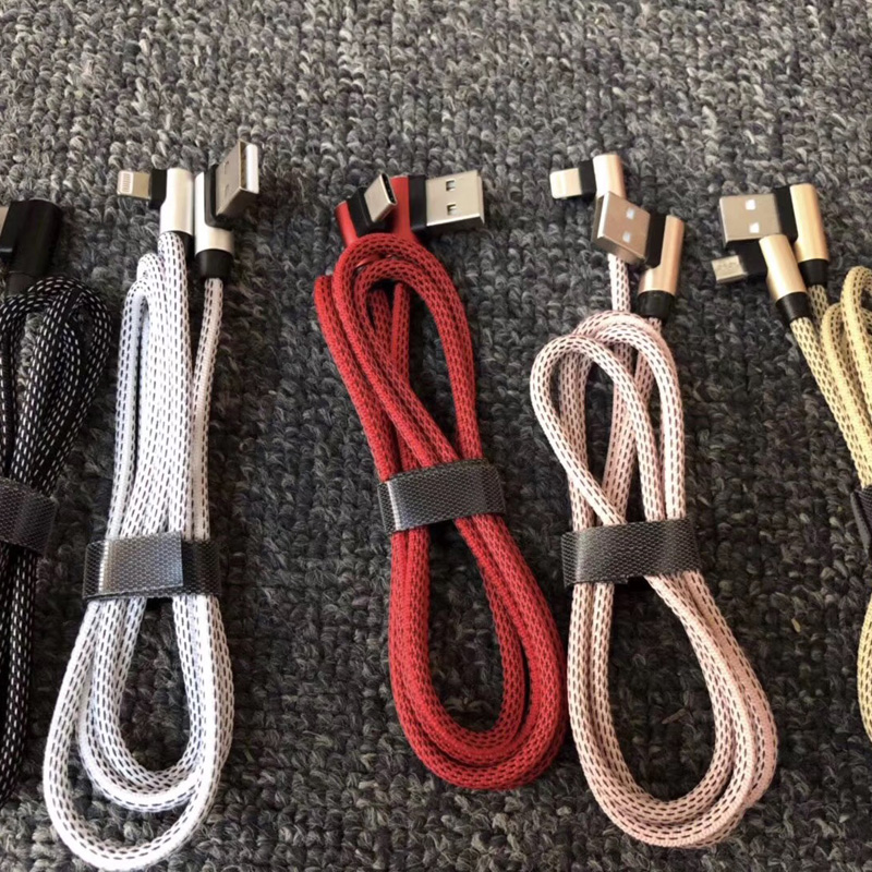 Pleciony kabel do transmisji danych Szybkie ładowanie Okrągła aluminiowa obudowa Kabel USB do micro USB, typu C, błyskawiczne ładowanie i synchronizacja iPhone'a