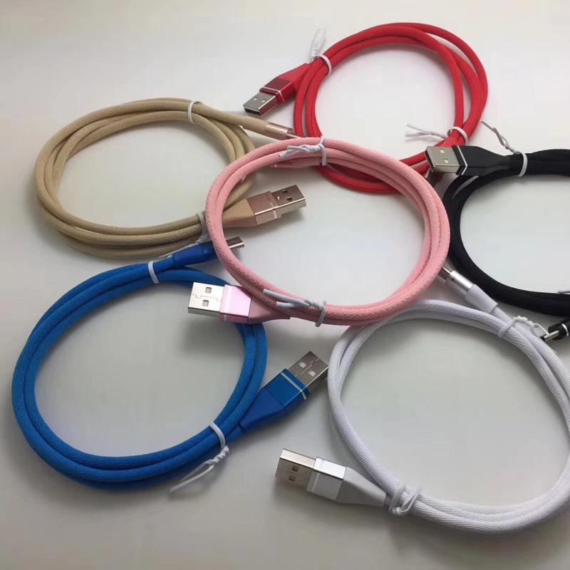 Kolorowy pleciony kabel do transmisji danych Szybkie ładowanie Okrągła aluminiowa obudowa Kabel USB do micro USB, typu C, ładowanie i synchronizacja błyskawicy iPhone'a