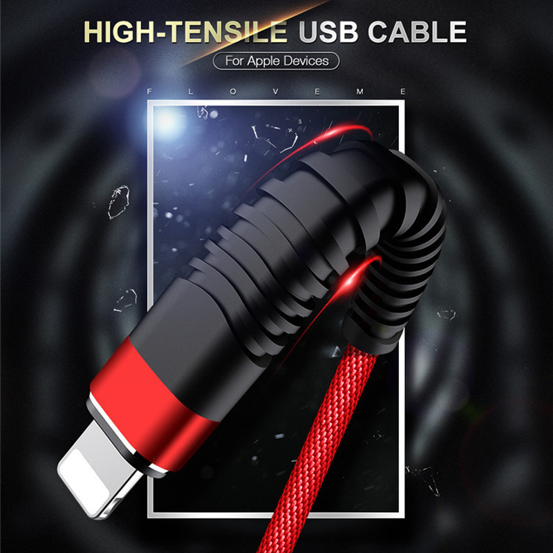 Okrągła aluminiowa obudowa z oplotem Szybkie ładowanie Wygięcie Flex Nieplączący się kabel danych USB do micro USB, typu C, błyskawica do ładowania i synchronizacji iPhone'a