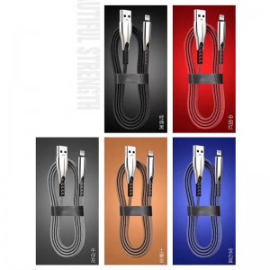 2 metry 1.8A Pleciona szybka ładowarka Płaska obudowa ze stopu cynku Nieplącząca się Kabel do zginania Flex USB do micro USB, typu C, błyskawica do ładowania i synchronizacji
