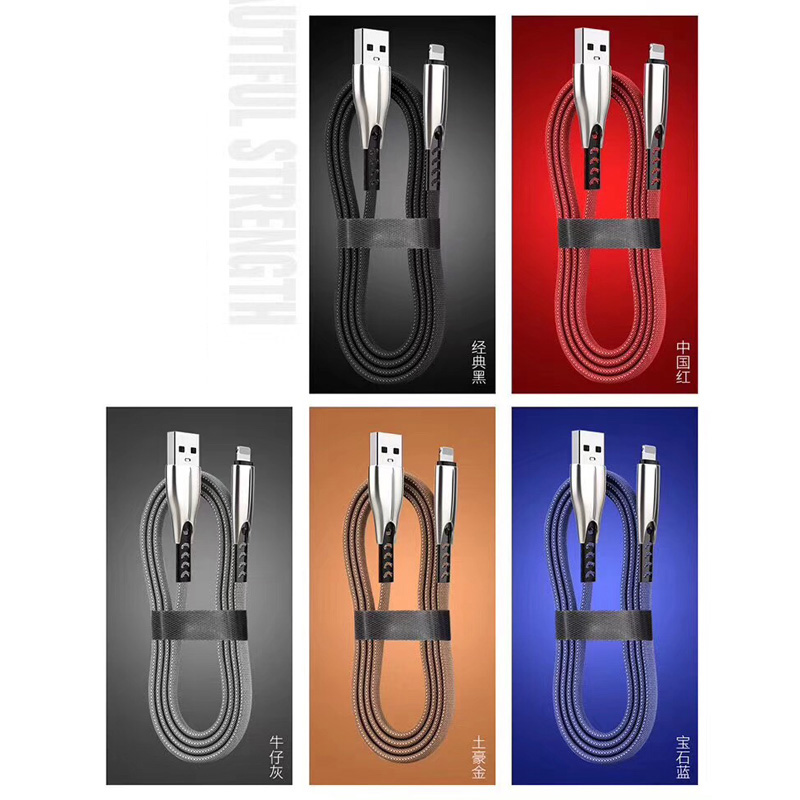2 metry 1.8A Pleciona szybka ładowarka Płaska obudowa ze stopu cynku Nieplącząca się Kabel do zginania Flex USB do micro USB, typu C, błyskawica do ładowania i synchronizacji
