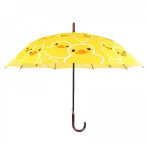 Prosty parasol 23-calowy materiał pongee z automatycznie otwieraną żółtą kaczką