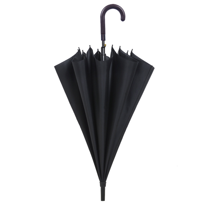 Klasyczna najlepsza wyprzedaż czarny pongee tkanina metalowa rama plastikowy uchwyt z prostym parasolem