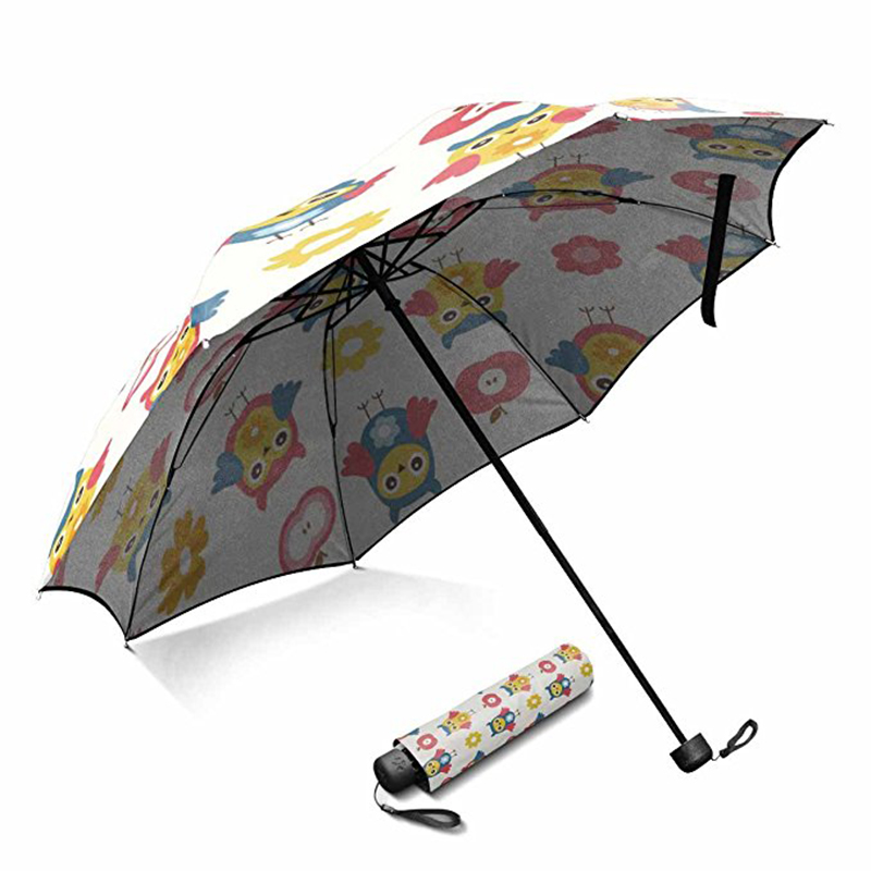 Nowość standardowy parasol rozmiar niestandardowy druk tkaniny pongee instrukcja otwarta 3 składany parasol