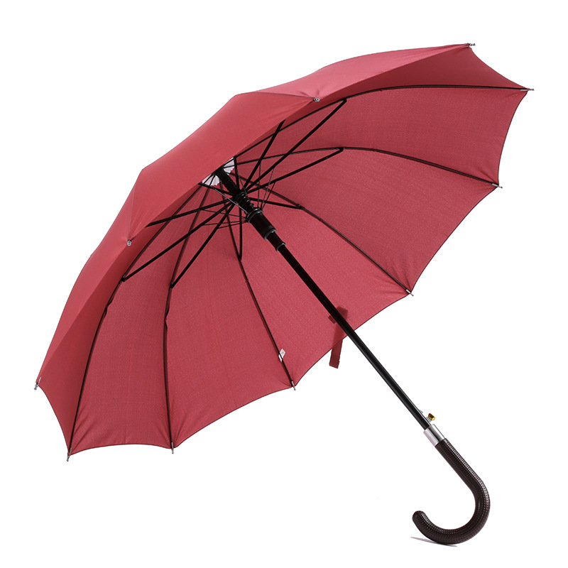 Zewnętrzne niestandardowe logo 190T tkanina pongeee metalowa rama Uchwyt w kształcie litery J auto otwarty zwykły prosty parasol