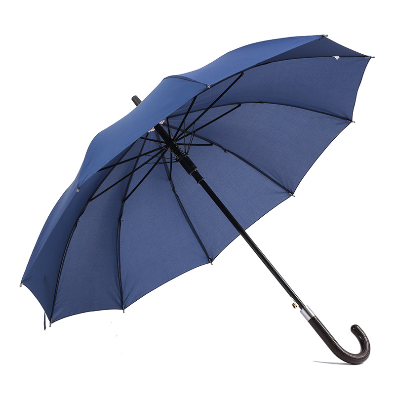 Zewnętrzne niestandardowe logo 190T tkanina pongeee metalowa rama Uchwyt w kształcie litery J auto otwarty zwykły prosty parasol
