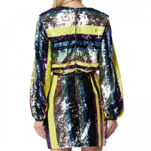 Nowy produkt do mini seksownej sukienki z cekinami przy dekolcie