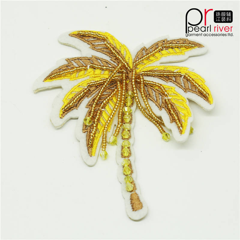 Coconut Palm Żółty Rhinestone Patch Nowa moda do dekoracji Dostosowana