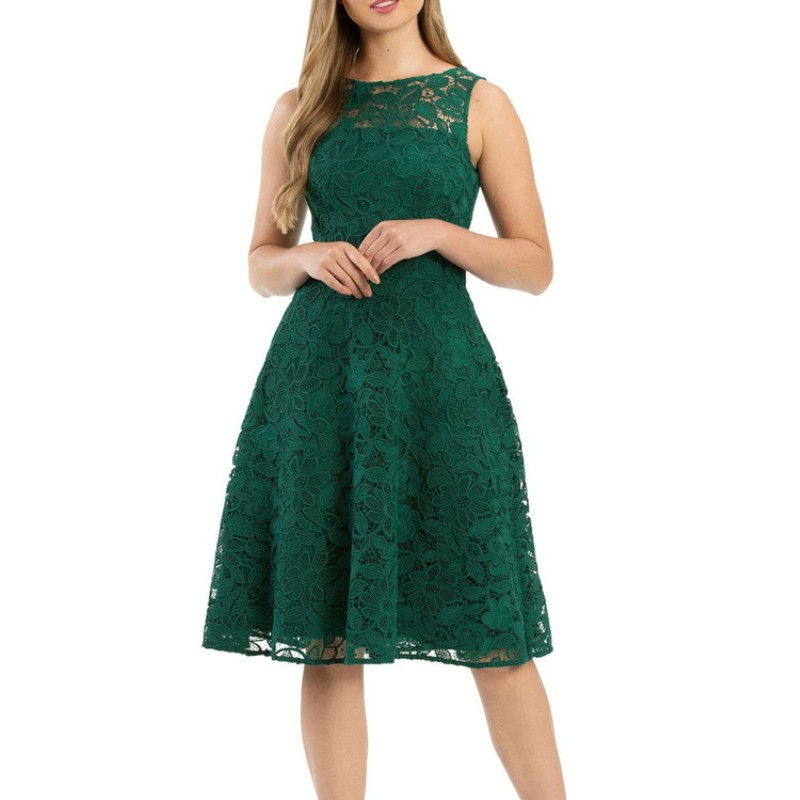 Damska zielona sukienka midi bez rękawów
