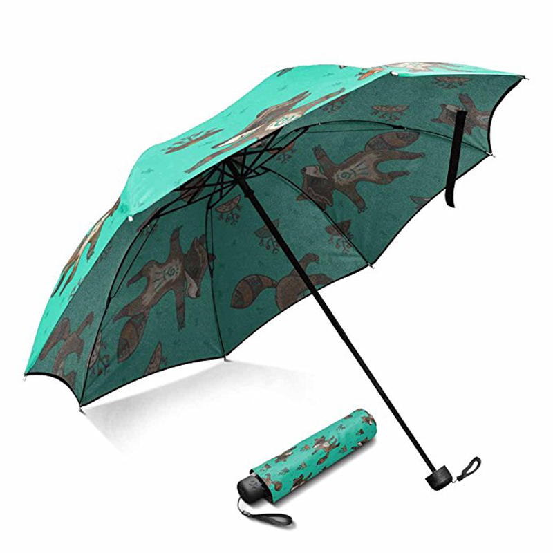 Chiński producent lekkiego plastikowego uchwytu automatycznie otwierany niestandardowy drukowany parasol z 3 składanymi parasolami