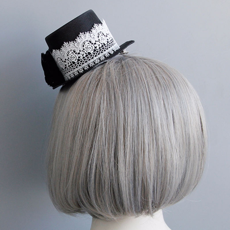 Gotycka biała koronkowa czarna różowa czapka mini na Halloween Akcesoria do włosów J18811