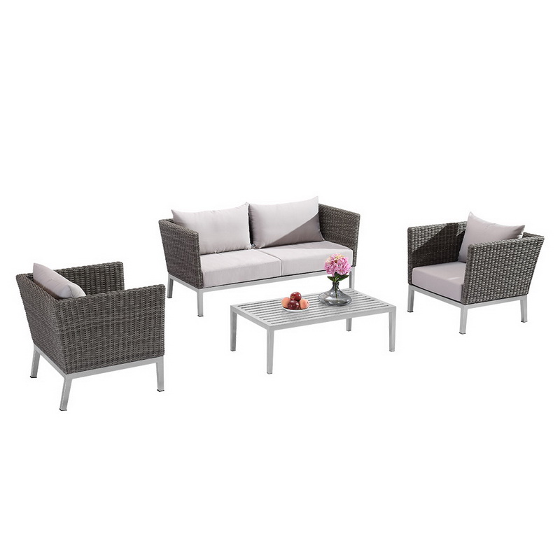 3-osobowa sofa segmentowa z rattanu na zewnątrz