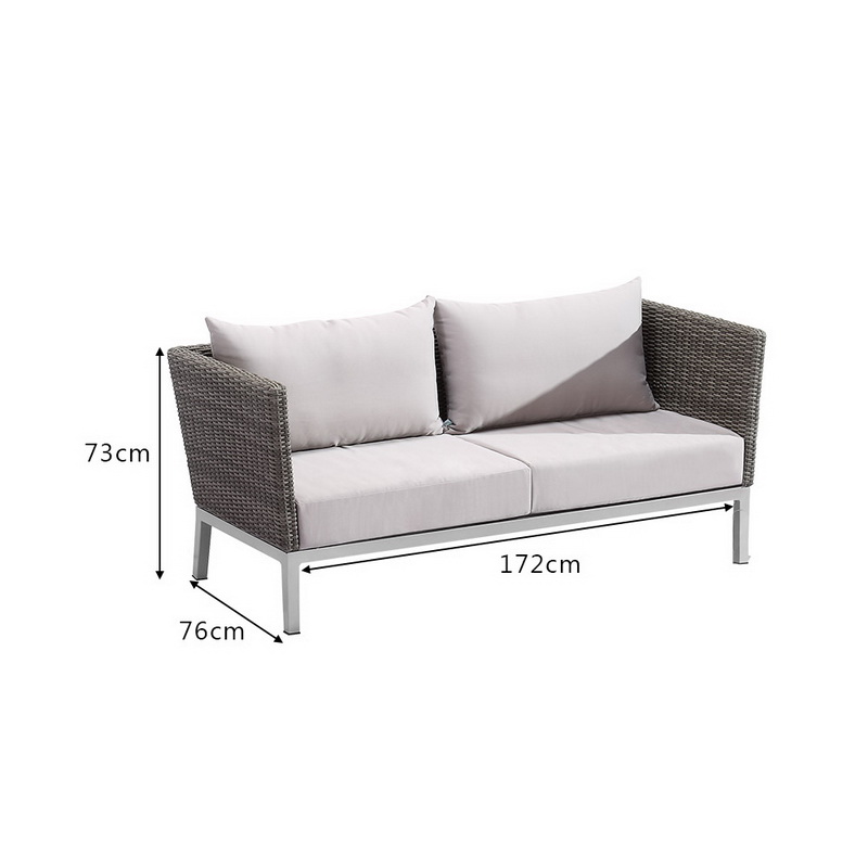 3-osobowa sofa segmentowa z rattanu na zewnątrz