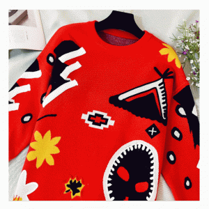 Sweter z grubej ciepłej dzianiny o amerykańskim amerykańskim rozmiarze