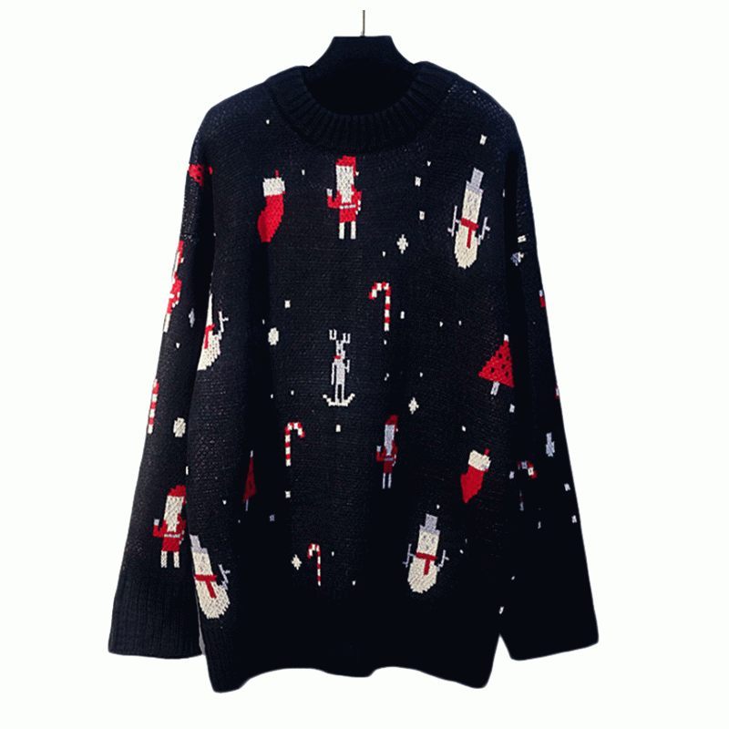 Sweter pop w 2019 r. Kobieca zimowa koreańska wersja Luźny dolny świąteczny czerwony sweter z dzianiny