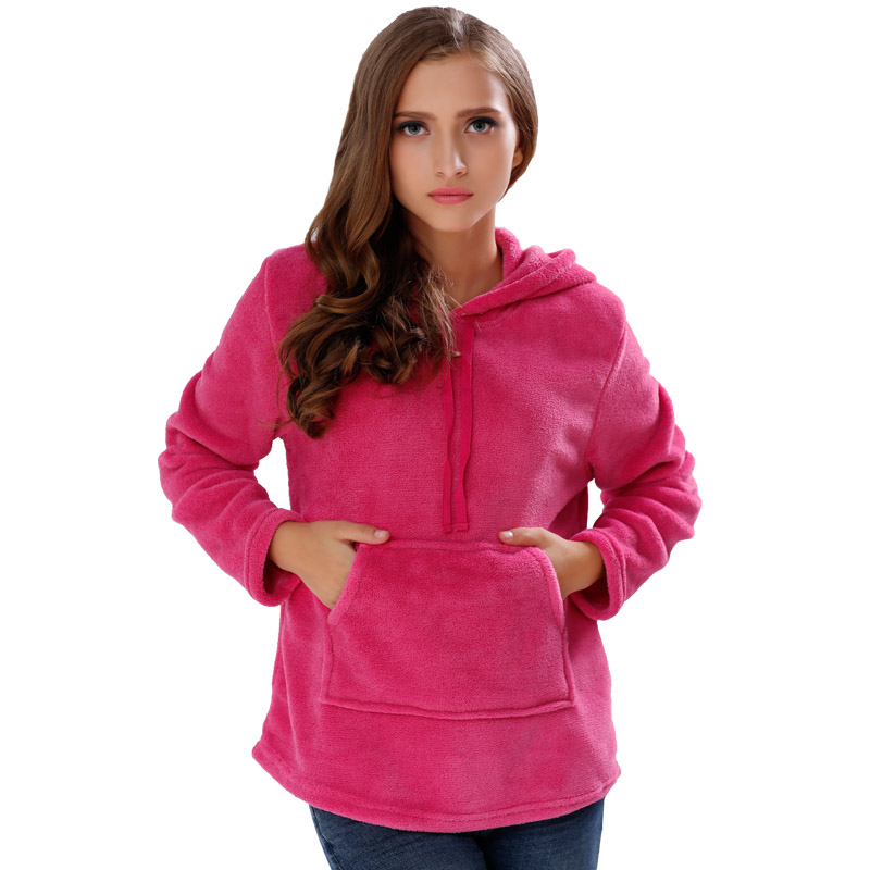 Damska bluza z kapturem w jednolitym kolorze Hot Pink