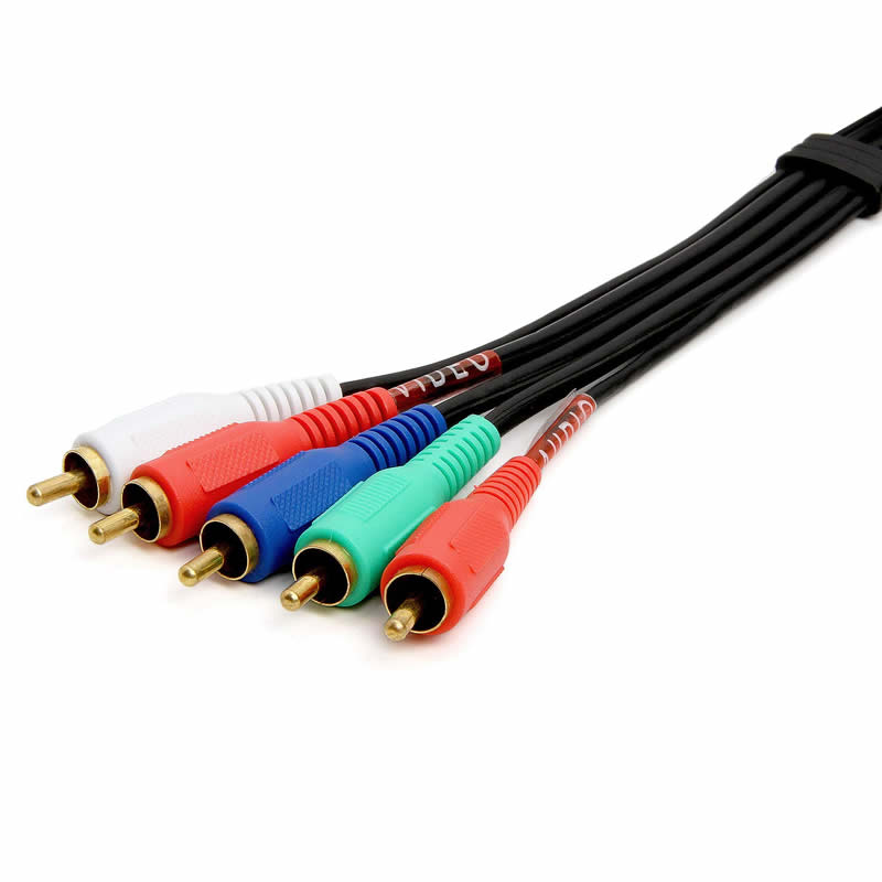 Męski 5-RCA męski na 5RCA męski komponentowy przewód audio-wideo RGB dla HDTV - Pozłacany RCA na RCA