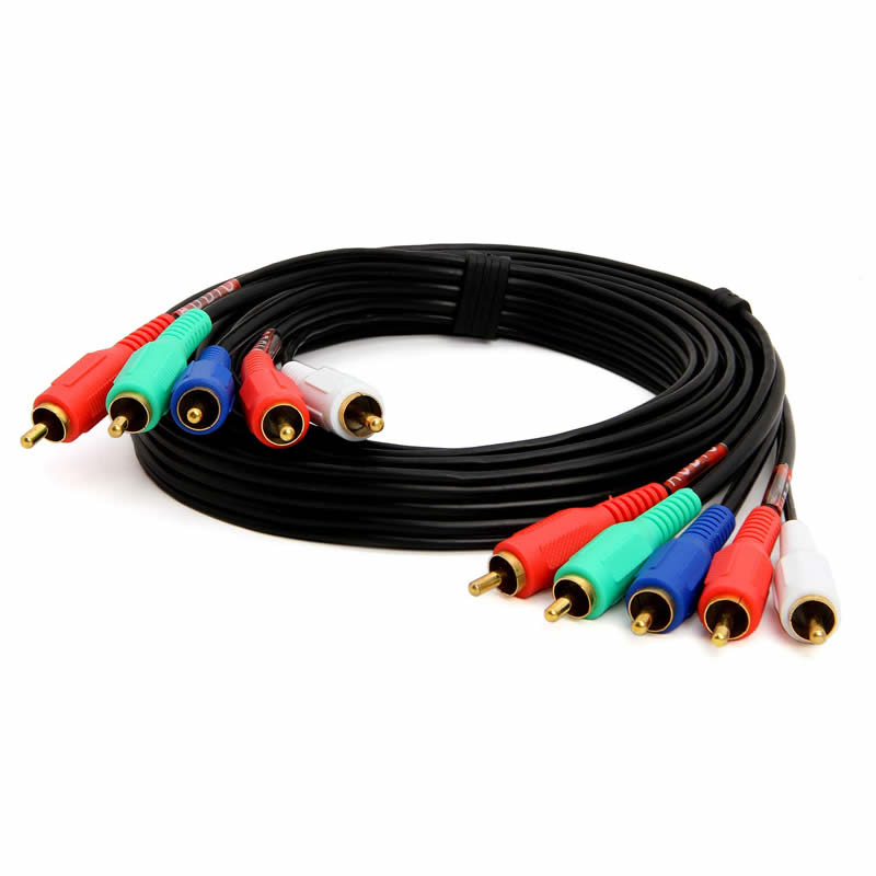 Męski 5-RCA męski na 5RCA męski komponentowy przewód audio-wideo RGB dla HDTV - Pozłacany RCA na RCA