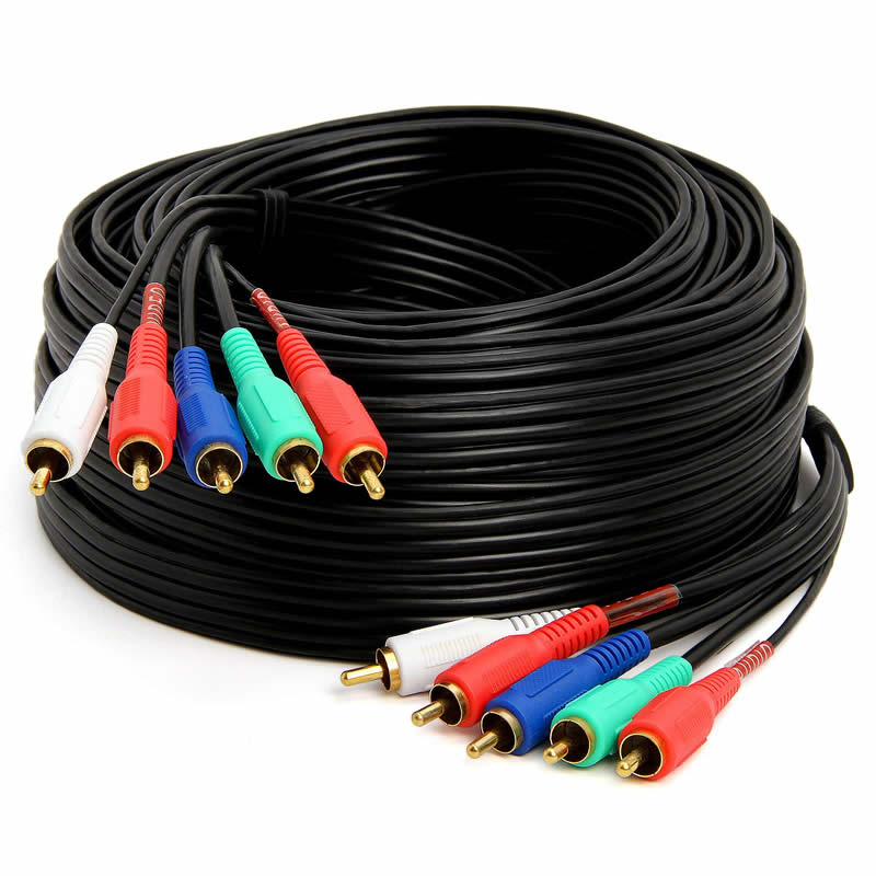 Męski 5-RCA męski na 5RCA męski komponentowy przewód audio-wideo RGB dla HDTV - Pozłacany RCA na RCA