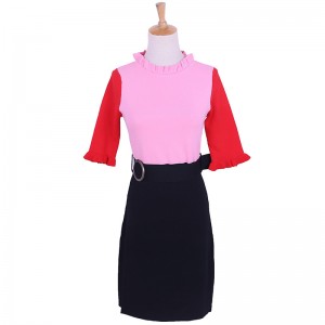 Damska dwuczęściowa komplet z dzianiny na szyję z krótkim rękawem 2018