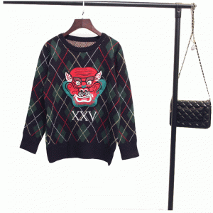 Ciepły sweter z kapturem Dragon Face Zimowe grube swetry z dzianiny komputerowej
