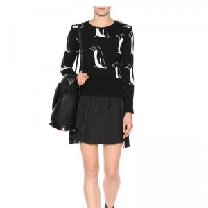 Swetry damskie z wełnianym wzorem pingwina z frędzlami