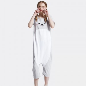 Damska koszulka z haftem typu single-jersey z bawełnianego elastanu