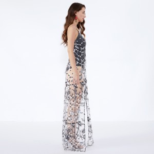 Siatka Cienkie, seksowne, przezroczyste sukienki wieczorowe Maxi JCGJ190315078